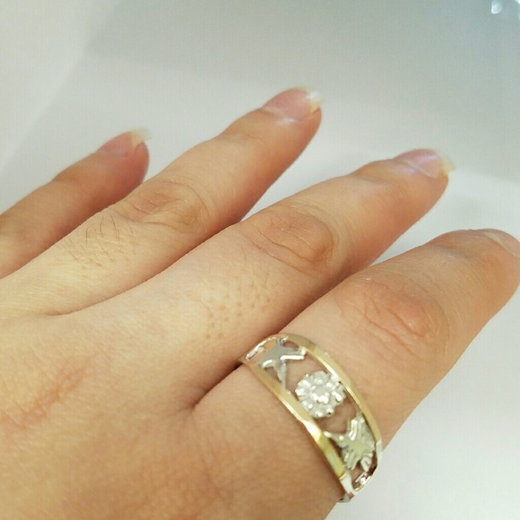 Peru 950 Sterling Silver 18K Gold Women Men Ring11 - Picture 4 of 6